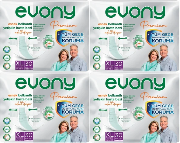 Evony Premium Hasta Bezi Yetişkin Bel Bantlı Tekstil Yüzey XL - Ekstra Büyük - Extra Large 120 Adet ürün görseli 1