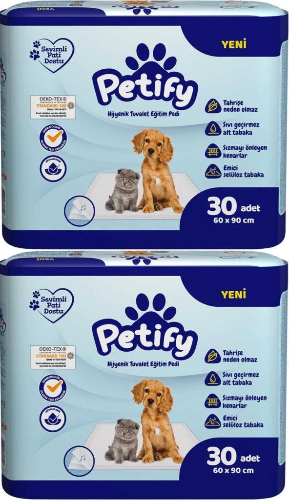 Petify Evcil Hayvan Tuvalet Eğitim Pedi 60*90CM 60 Adet (2PK*30)