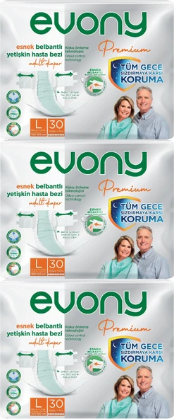 Evony Premium Hasta Bezi Yetişkin Bel Bantlı Tekstil Yüzey L-Büyük 90 Adet