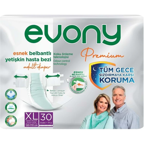 Evony Premium Hasta Bezi Yetişkin Bel Bantlı Tekstil Yüzey XL - Ekstra Büyük - Extra Large 30 Adet ürün görseli 1
