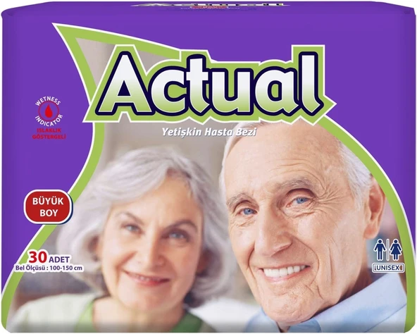 Actual Yetişkin Hasta Bezi Bel Bantlı L - Large - Büyük 240 Adet (8PK*30) - Resim 2