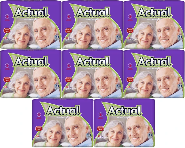 Actual Yetişkin Hasta Bezi Bel Bantlı L - Large - Büyük 240 Adet (8PK*30) ürün görseli 1