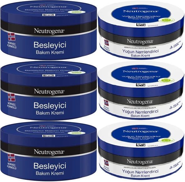 Neutrogena Norveç Formülü Bakım Kremi 200 ML (Karma 6 Lı Set Besleyici  ve Yoğun)