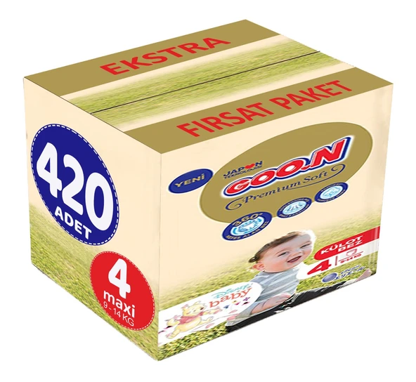 Goon Premium Soft Külot Bebek Bezi Beden:4 (9-14Kg) Maxi 420 Adet Ekstra Fırsat Pk
