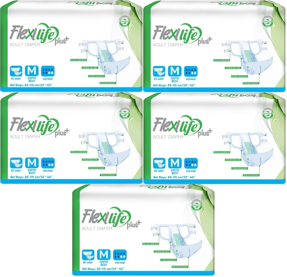 Flexi Life Yetişkin Hasta Bezi Bel Bantlı Tekstil Yüzeyli Medium Orta 150 Adet