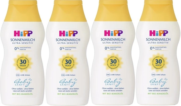 Hipp Babysanft Bebek Güneş Sütü 200Ml (30 Faktör) (4 Lü Set)
