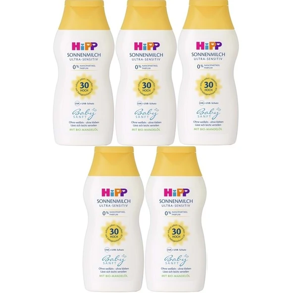 Hipp Babysanft Bebek Güneş Sütü 200Ml (30 Faktör) (5 Li Set)