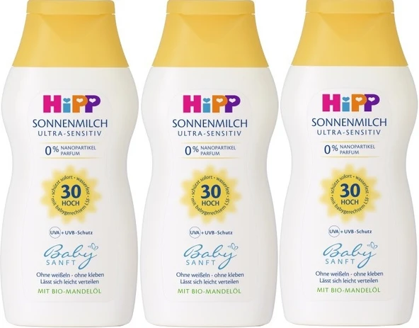 Hipp Babysanft Bebek Güneş Sütü 200Ml (30 Faktör) (3 Lü Set)