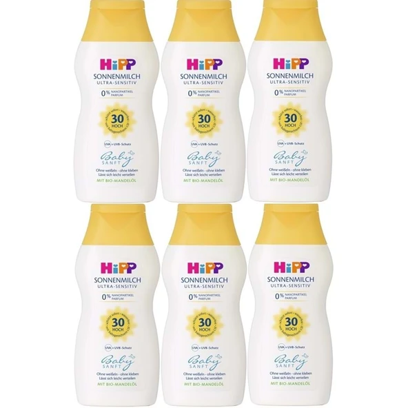 Hipp Babysanft Bebek Güneş Sütü 200Ml (30 Faktör) (6 Lı Set)
