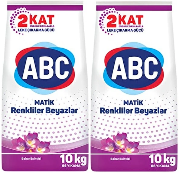 Abc Matik Toz Çamaşır Deterjanı 20Kg (2PK*10KG) Bahar Esintisi/Renkliler Beyazlar (132 Yıkama)