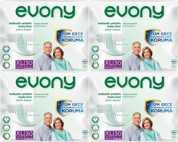 Evony Hasta Bezi Yetişkin Bel Bantlı Tekstil Yüzey Ekstra Büyük (XL) 120 Adet (4PK*30)