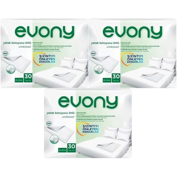 Evony Hasta Yatak Koruyucu Örtü 60*90CM 90 Adet (3PK*30) (Kaymaz Özellikli) - 1