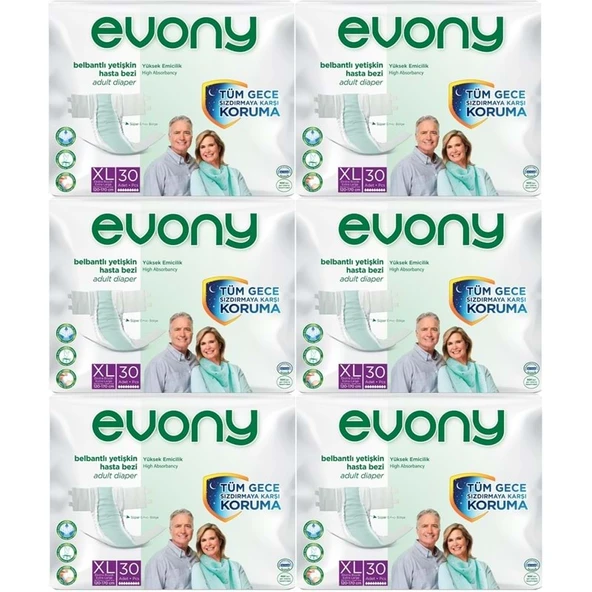 Evony Hasta Bezi Yetişkin Bel Bantlı Tekstil Yüzey Ekstra Büyük (XL) 180 Adet (6PK*30) ürün görseli