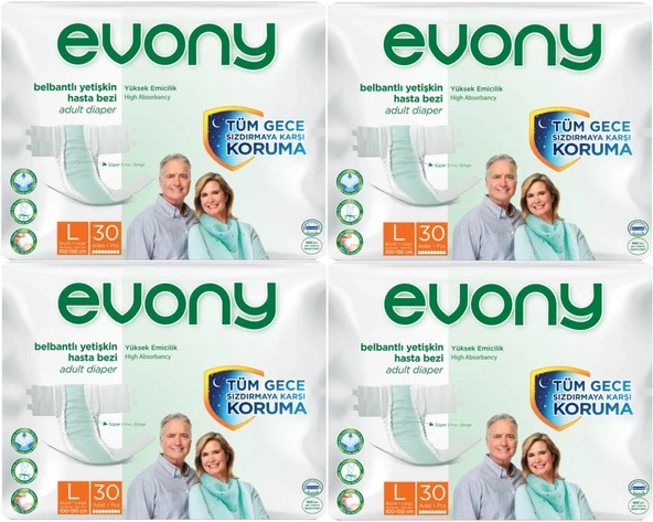 Evony Hasta Bezi Yetişkin Bel Bantlı Tekstil Yüzey L-Büyük 120 Adet (4PK*30)
