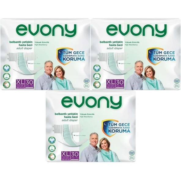 Evony Hasta Bezi Yetişkin Bel Bantlı Tekstil Yüzey Ekstra Büyük (XL) 90 Adet (3PK*30) ürün görseli