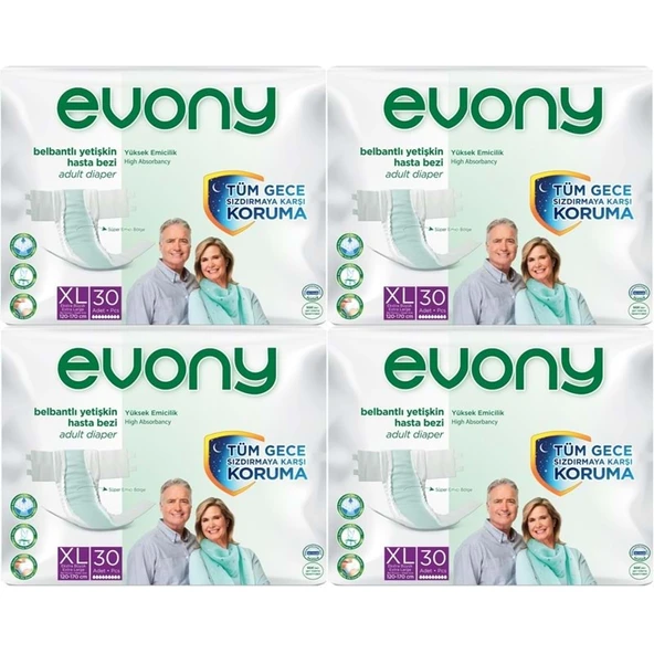 Evony Hasta Bezi Yetişkin Bel Bantlı Tekstil Yüzey Ekstra Büyük (XL) 120 Adet (4PK*30)