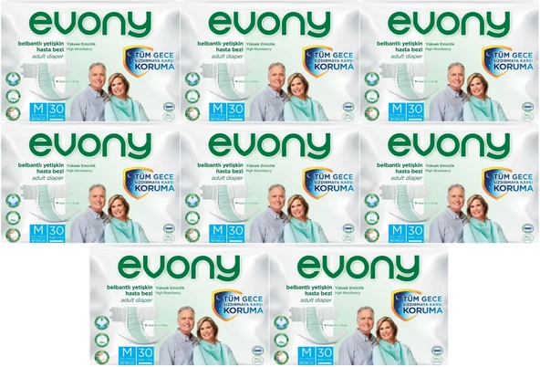 Evony Hasta Bezi Yetişkin Bel Bantlı Tekstil Yüzey M-Orta 240 Adet (8PK*30) ürün görseli 1