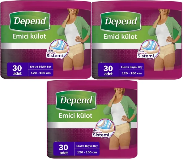 Depend Emici Külot Hasta Bezi XL - Extra Büyük Kadın 90 Adet (3PK*30)