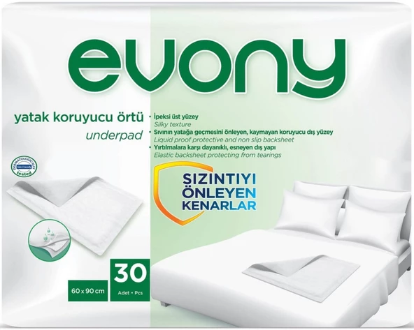 Evony Hasta Yatak Koruyucu Örtü 60*90CM 30 Adet Tekli Pk (Kaymaz Özellikli)