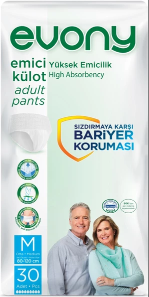 Evony Hasta Bezi Yetişkin Emici Külot M - Orta - Medium 30 Adet Tekli Pk ürün görseli 1
