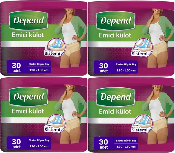 Depend Emici Külot Hasta Bezi XL - Extra Büyük Kadın 120 Adet (4PK*30)