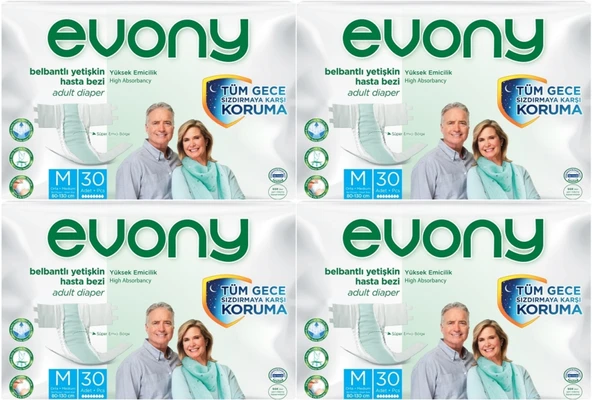 Evony Hasta Bezi Yetişkin Bel Bantlı Tekstil Yüzey M-Orta 120 Adet (4PK*30) ürün görseli