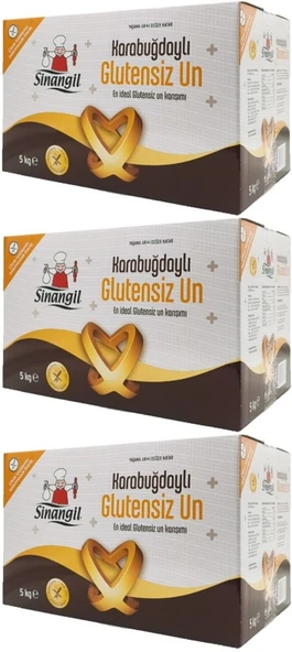 Sinangil Glutensiz Un 15KG (15000GR) Kutu Karabuğdaylı (3PK*5Kg)