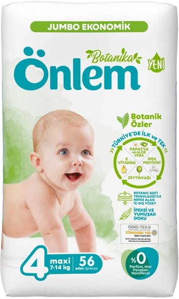 Önlem Bebek Bezi Botanika Beden:4 (4-9Kg) Maxi 56 Adet Ekonomik Pk ürün görseli