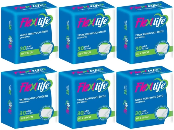 Flexi Life Hasta Alt Açma Yatak Koruyucu Örtü 60*90CM Klasik 180 Adet (6Pk*30)