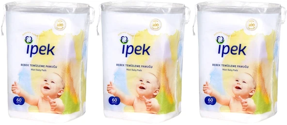 İpek Bebek Temizleme Pamuğu 180 Adet (3Pk*60) - 1