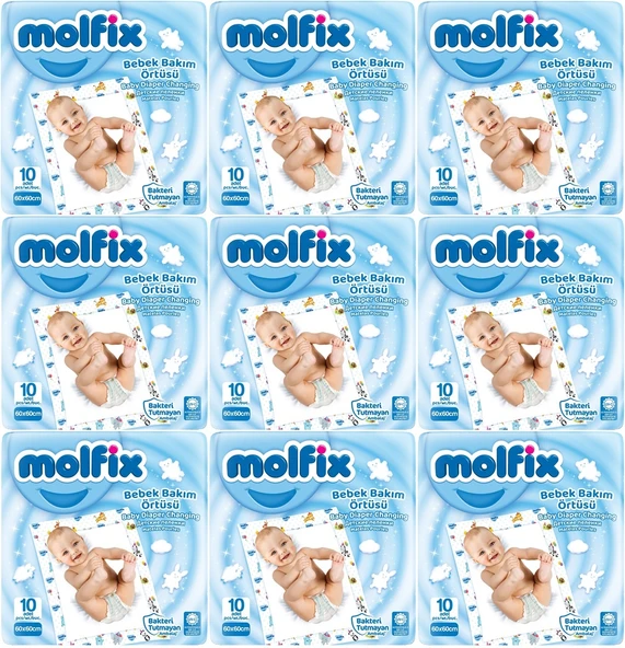 Molfix Bebek Bakım Alt Açma Örtüsü 9 Lu Set 90 Adet (9Pk*10)