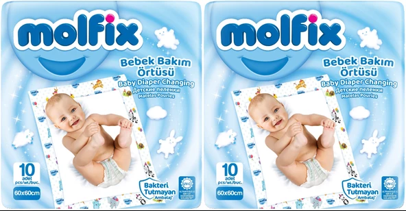 Molfix Bebek Bakım Alt Açma Örtüsü 2 Li Set 20 Adet (2Pk*10)