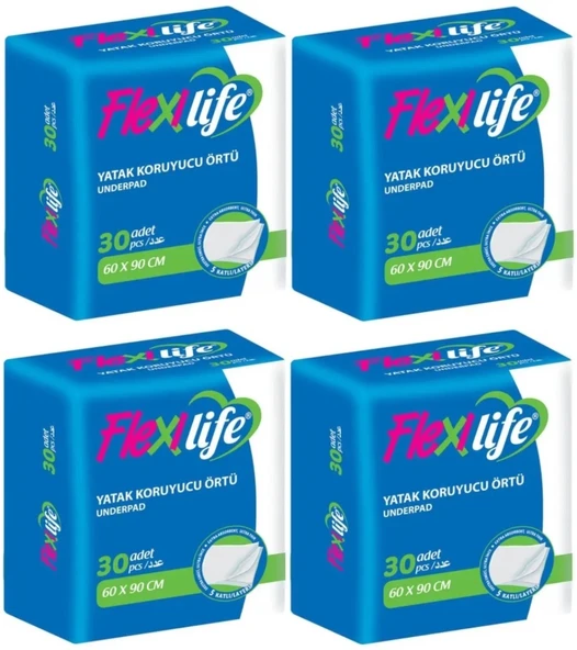 Flexi Life Hasta Alt Açma Yatak Koruyucu Örtü 60*90CM Klasik 120 Adet (4Pk*30)