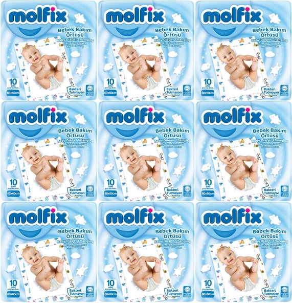 Molfix Bebek Bakım Alt Açma Örtüsü 9 Lu Set 90 Adet (9Pk*10)