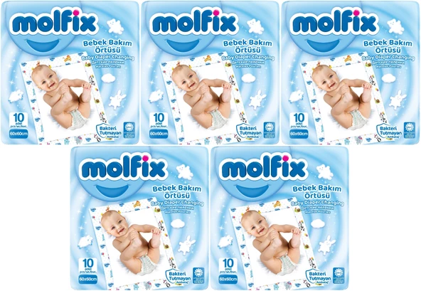 Molfix Bebek Bakım Alt Açma Örtüsü 5 Li Set 50 Adet (5Pk*10)