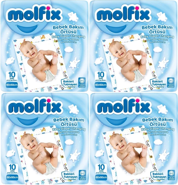 Molfix Bebek Bakım Alt Açma Örtüsü 4 Lü Set 40 Adet (4Pk*10)