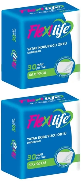 Flexi Life Hasta Alt Açma Yatak Koruyucu Örtü 60*90CM Klasik 60 Adet (2Pk*30)