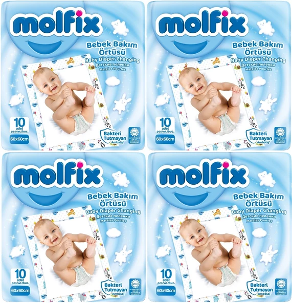 Molfix Bebek Bakım Alt Açma Örtüsü 4 Lü Set 40 Adet (4Pk*10)