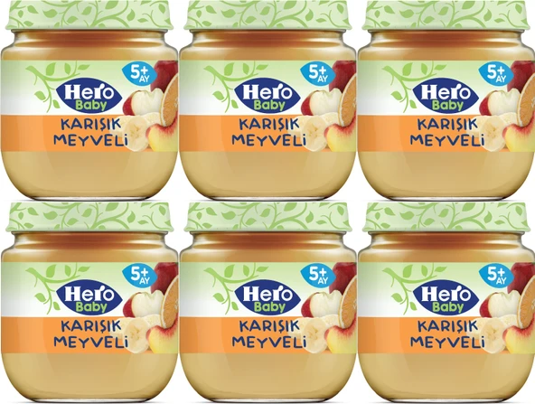 Hero Baby Kavanoz Maması 125GR Karışık Meyveli 6 Lı Set