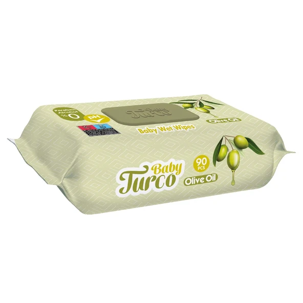 Baby Turco Islak Havlu Mendil 90 Yaprak Zeytinyağlı Plastik Kapaklı Tekli Pk - 1
