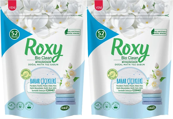 Dalan Roxy Bio Clean Matik Sabun Tozu 1.6Kg Bahar Çiçekleri (2 Li Set) (104 Yıkama)
