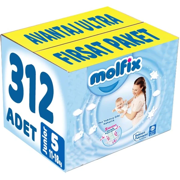 Molfix Bebek Bezi Beden:5 (11-18Kg) Junior 312 Adet Avantaj Ultra Fırsat Pk ürün görseli