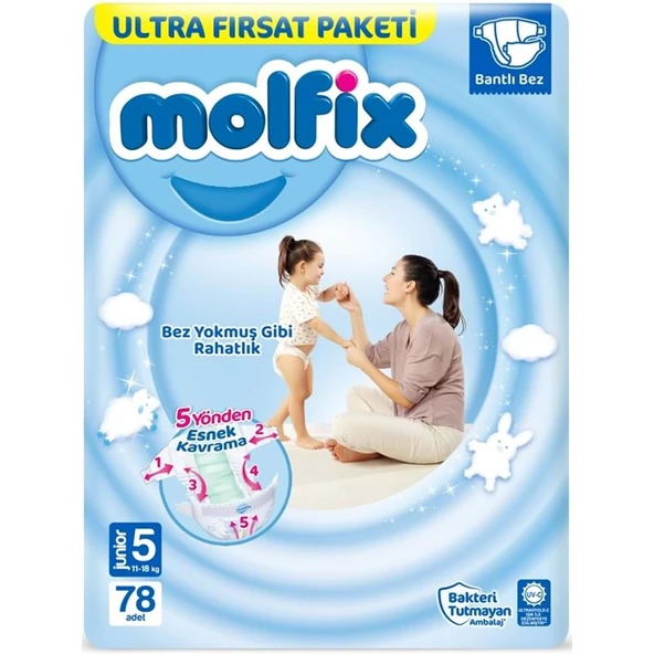Molfix Bebek Bezi Beden:5 (11-18Kg) Junior 390 Adet Mega Ultra Fırsat Pk - Resim 5