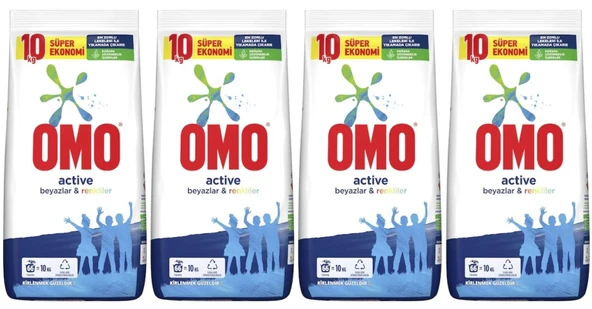 Omo Matik Toz Çamaşır Deterjanı 40KG Beyazlar ve Renkliler (4PK*10KG) (264 Yıkama)