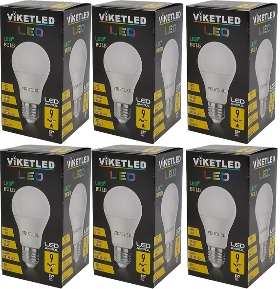 Viketled Led Ampül Beyaz-White 9W (6 Lı Set)