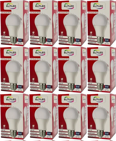 Elitled Led Ampül Beyaz-White 9W (12 Li Set)