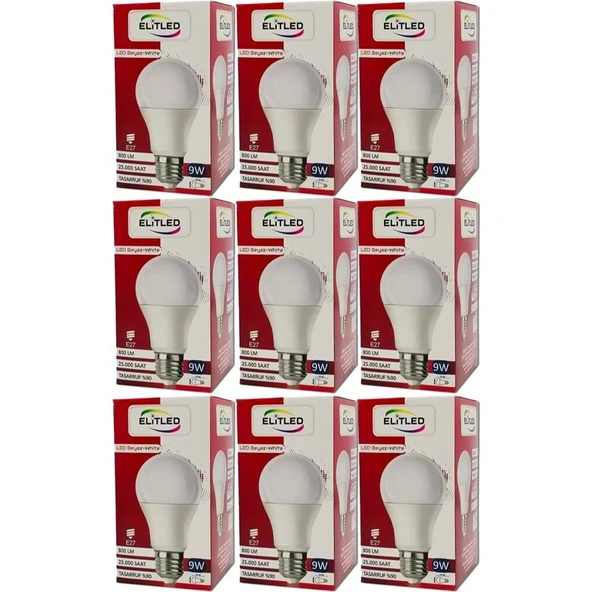 Elitled Led Ampül Beyaz-White 9W (9 Lu Set) - 2