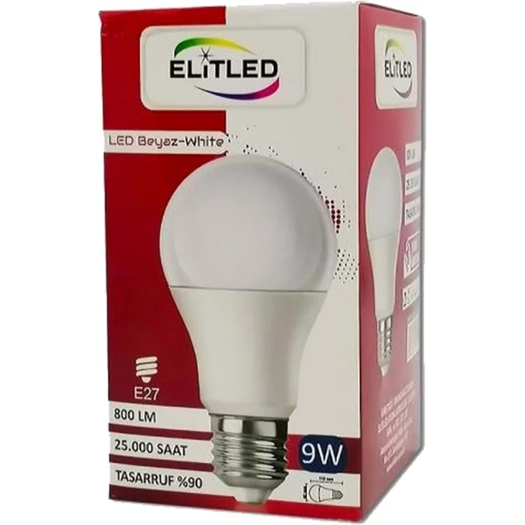 Elitled Led Ampül Beyaz-White 9W (9 Lu Set) - Resim 2