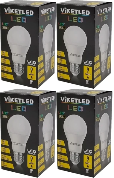 Viketled Led Ampül Beyaz-White 9W (4 Lü Set)