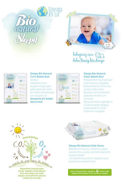 Sleepy Bebek Bezi Bio Natural Beden:4 (7-16Kg) Maxi 96 Adet Ultra Pk - Resim 7